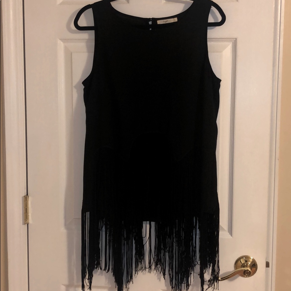 Hazel Black Fringe Tank